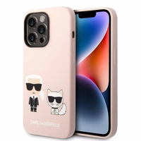 Karl Lagerfeld KLHMP14XSSKCI iPhone 14 Pro Max 6.7" kietas dėklas šviesiai rožinis/šviesiai rožinis Silikoninis Karl & Choupette Magnetinis