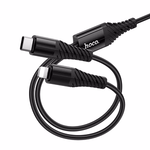 Kabelis 2in1 USB C į USB C+Lightnig Hoco 1 m X123 juodas
