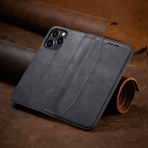 Чехол Magnet Fancy для iPhone 14 Plus с откидной крышкой кошелёк подставка чёрный