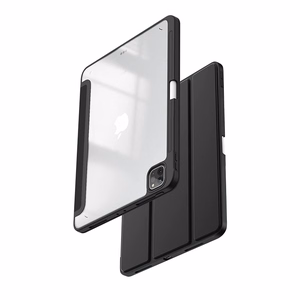 Crong PrimeFolio atverčiamas dėklas, skirtas iPad Air 11" (2026–2024) / iPad Air 10.9" (5-osios / 4-osios kartos) / iPad Pro 11" (2022–2021), su Apple Pencil laikikliu, juodas ir skaidrus