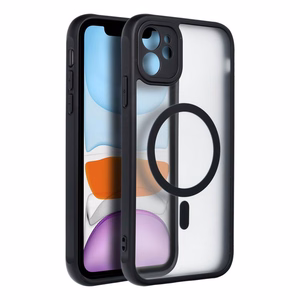 FULL MATTE MAG COVER magnetinis dėklas telefonui, suderinamas su MagSafe, skirtas IPHONE 11, juodas