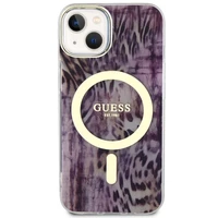 Guess Leopard Magnetinis dėklas telefonui iPhone 14 - rožinė
