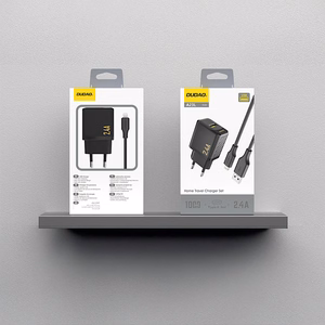 Dudao A23LEU 2.4A GaN EU USB-A Wall Įkroviklis with USB-A to Lightning Laidas - Juodas