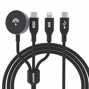 Apple Watch Dudao A12Max+ PD 100W 3in1 įkrovimo kabelis: USB-C Lightning 1.2m - juodas