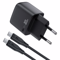 Acefast A113 GaN PD 20W USB-C tinklo įkroviklis su ekranu ir USB-C laidu - juodas
