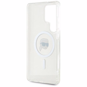 Dėklas Karl Lagerfeld Button Karl Head Printed Logo Magnetinis Samsung Galaxy S25 Ultra baltas