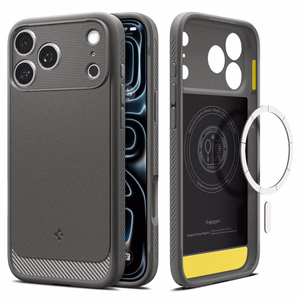 Spigen Rugged Armor MagSafe dėklas, skirtas iPhone 17 Pro Max / 18 Pro Max, pilkas