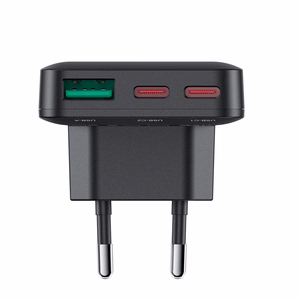 Acefast A100 65W GaN 2 USB-C + USB-A itin plonas įkroviklis - juodas