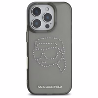 Karl Lagerfeld KLHCP16XHKHDCELK iPhone 16 Pro Max 6.9" juodas/juodas kietas dėklas IML Rhinestones Karl galva