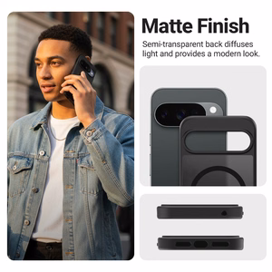 Crong Hybrid Matte Magnetic MagSafe dėklas, skirtas Google Pixel 9, juodas