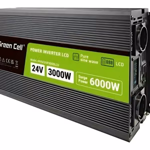 Green Cell INVGC24P3000LCD grynosios sinusoidės inverteris su LCD ekranu, 24 V į 230 V, 3 000 W / 6 000 W