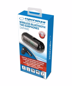 Esperanza EH239K – Bluetooth TWS į ausis įstatomos ausinės, juodos