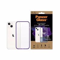 PanzerGlass ClearCase antibakterinis dėklas telefonui su Military Grade sertifikatu iPhone 13 / 14 / 15 - permatomas violetinis