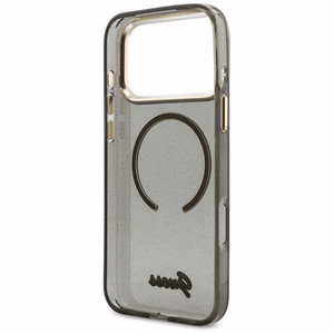Guess IML Glitters Script Dirželis MagSafe dėklas for iPhone 17 Pro Max - juodas
