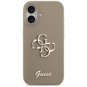 Guess Silikoninis didelis 4G užrašas dėklas iPhone 17 - rudas
