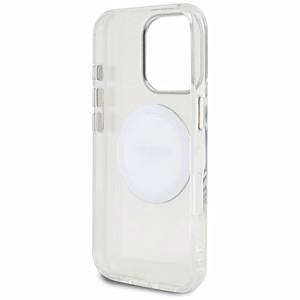 Guess IML Metal Colored Circle Classic Logo Magnetinis dėklas telefonui iPhone 16 Pro Max - baltas