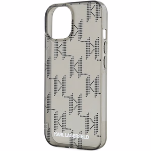 Karl Lagerfeld IML Mono KL Pattern & Cord dėklas telefonui iPhone 15 / 14 / 13 - juodas