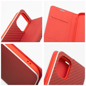 Dėklas telefonui LUNA Book Carbon IPHONE 17 Pro Max raudonas
