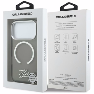 Karl Lagerfeld IML KL Script Logo MagSafe Dėklas for iPhone 17 Pro Max - juodas