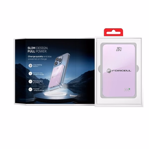 Išorinė baterija suderinama su MagSafe Forcell F-Energy SuperSlim F5K8 QC4.0 PD3.0 15W 5000 mAh violetinė