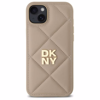 DKNY Quilted Stack Logo dėklas telefonui iPhone 15 Plus - smėlio spalvos
