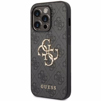 Guess GUHCP15L4GMGGR iPhone 15 Pro 6.1" pilkas/pilkas kietas dėklas 4G Didelis Metalinis Logotipas