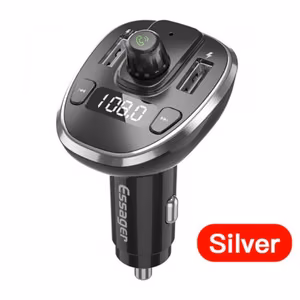 Automobilinis įkroviklis Essager Dynamic sidabrinis (įkroviklis / FM siųstuvas / USB atmintis / laisvų rankų įranga)