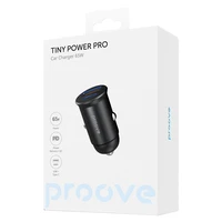 Proove Tiny Power Pro PD automobilinis įkroviklis USB-C + USB-A 65W juodas