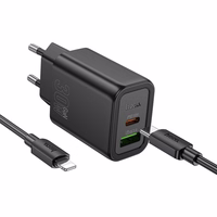 Įkroviklis Hoco N63 + "USB-C (Type-C) to Lightning Cable" (1xUSB-C;1xUSB 30W) juodas