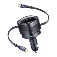 Baseus Enjoyment Max automobilinis įkroviklis su USB-C+USB-C kabeliais 60W juodas