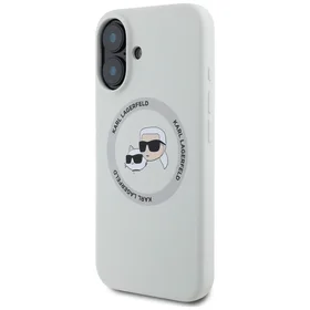 Karl Lagerfeld Silikoninis Double Heads And Circle Magnetinis dėklas telefonui iPhone 16 smėlio spalvos