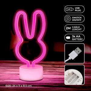 Neon LED on stovas RABBIT rožinis USB-C FSC-10 Forever Light