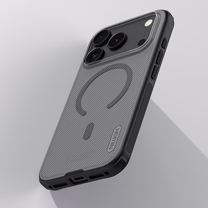 "Nillkin Super Frosted Shield Pro MagSafe" dėklas, suderinamas su "iPhone 17 Pro" - skaidrus, juodas