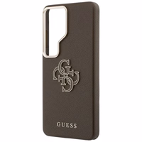 Guess dėklas Grained Big 4G Metal Logo skirtas Samsung Galaxy S26 Ultra rudas