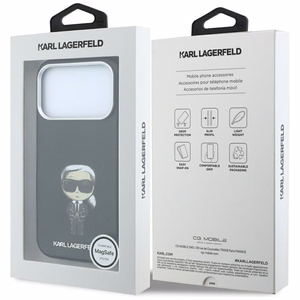 KARL LAGERFELD dėklas, skirtas IPHONE 18 Pro/ 17 Pro suderinamas su „MagSafe“ (Smooth Ikonik Sketch) (spalva: juoda)