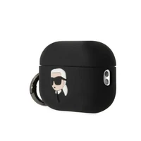 Karl Lagerfeld KLAP2RUNIKK AirPods Pro 2 dėklas juodas/juodas Silikoninis Karl Head 3D