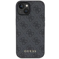 Guess 4G Metal Gold Logo dėklas telefonui iPhone 15 - pilka