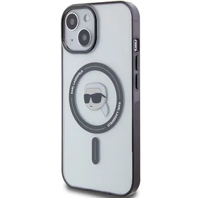 Karl Lagerfeld KLHMP15SHKHNOTK iPhone 15 6.1" skaidrus kietas dėklas IML Karl's Head MagSafe