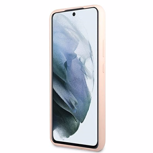 Dėklas telefonui Guess GUHCS22MLSLMGPP S22+ S906 rožinis kietasis dėklas Silikoninis Script Metal Logo
