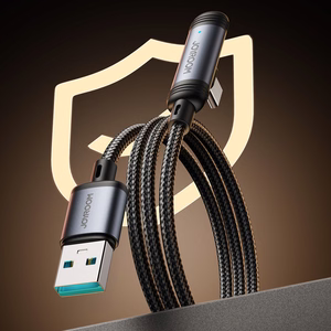 Joyroom S-A56 EnjoyX serijos 90° USB-A - USB-C 3A kabelis 1.2m - juodas