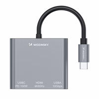 Hub Wozinsky WHCH-01 USB-C PD 100W HDMI 4K@30Hz USB-A 10Gbps - pilkas