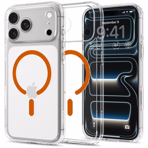 Spigen Ultra Hybrid MagSafe dėklas iPhone 18 Pro / 17 Pro, skaidrus oranžinis