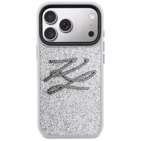 Karl Lagerfeld IML Glitter KL Diamond Logo dėklas for iPhone 17 Pro Max - sidabrinis
