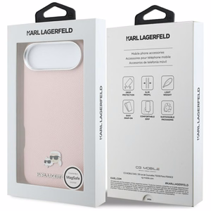 Karl Lagerfeld Karl & Choupette Head Pins Saffiano MagSafe iPhone Air Dėklas - rožinis