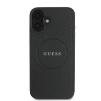 Guess Grūdintas Auksinis Žiedas Magnetinis Dėklas telefonui iPhone 16 - juodas