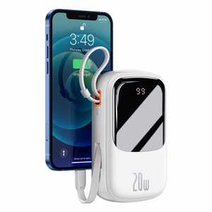 Baseus išorinė baterija 20000mAh Qpow Pro - USB + Type C - PD 20W su Lightning kabeliu (PPQD060202) balta