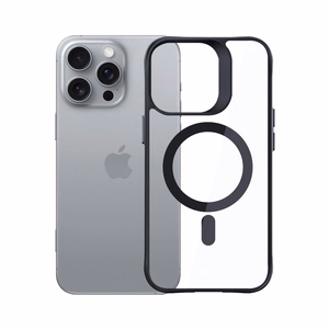 3mk Satino šarvuotas Magnetinis dėklas su MagSafe iPhone 16 Pro Max - skaidrus su juodu rėmeliu