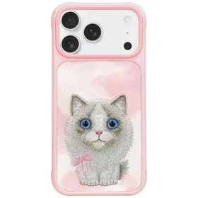 Nimmy Big Eyed Pet 2.0 Katės dėklas telefonui iPhone 17 Pro Max - rožinė
