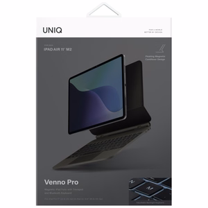 Uniq Venno Pro magnetinis išmanusis dėklas su klaviatūra, skirtas iPad Air 10.9" (2020/2022) / Pro 11" (2021/2022) / Air 11" (2024/2025/2026) - juodas