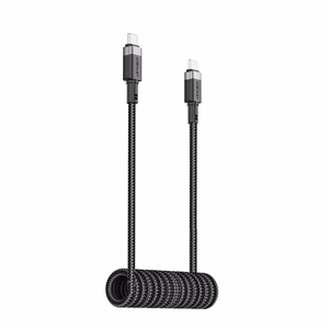 "Acefast" C14-03 USB-C - USB-C spyruoklinis kabelis 480Mb/s 3A 1,2 m - juodas